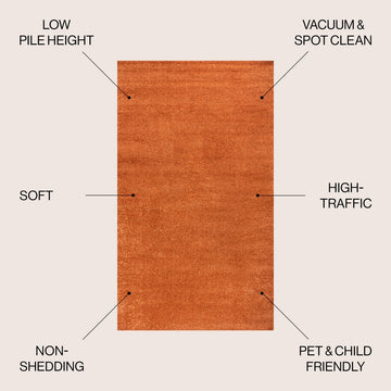 Haze Solid Low-pile Area Rug Orange